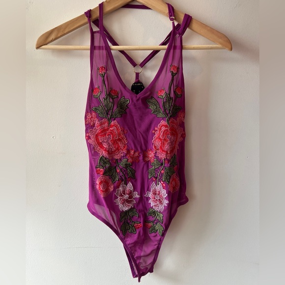 Revamped Embroidered Sheer Bodysuit S GUC - Picture 1 of 6